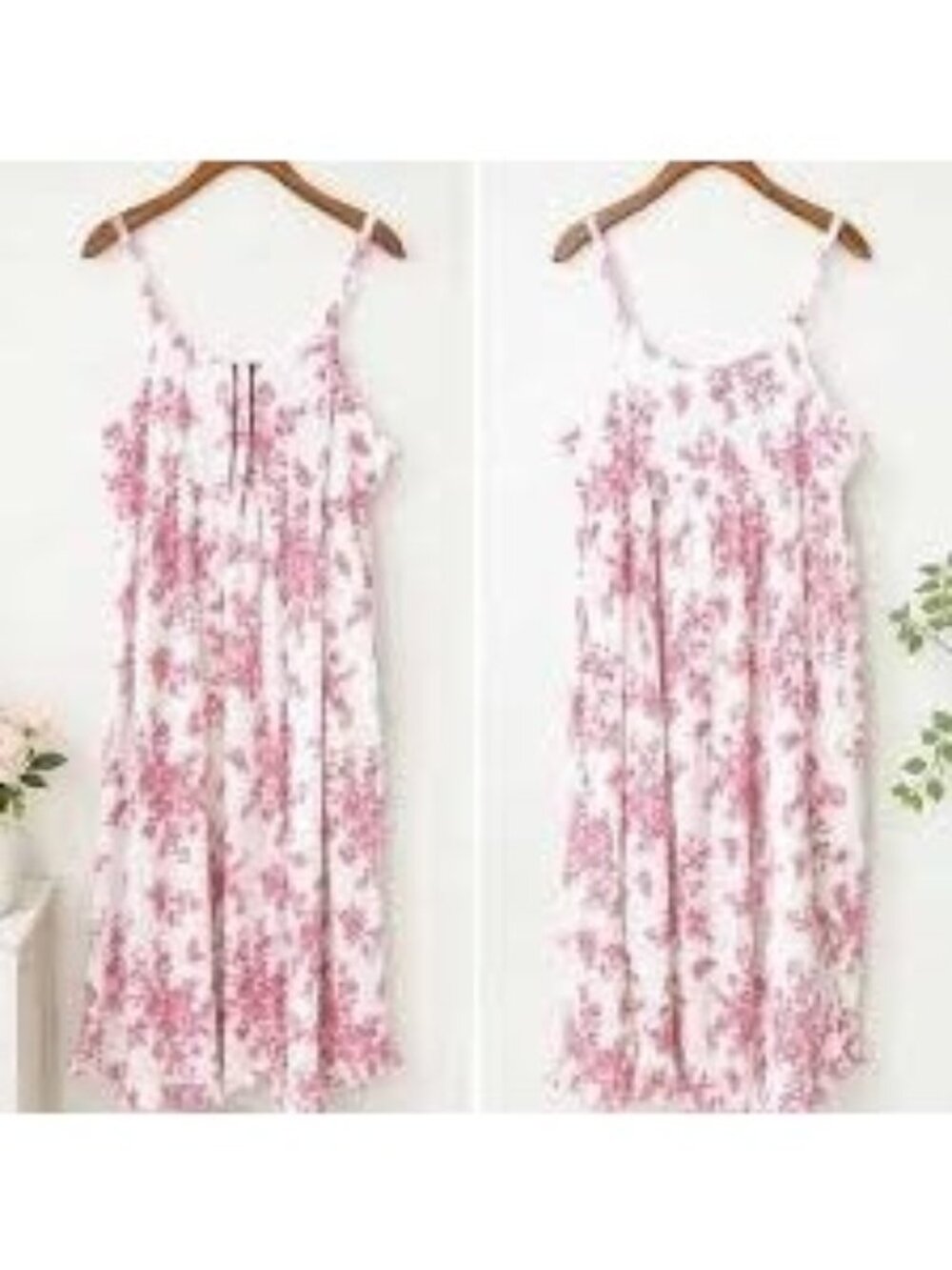 Laura Ashley NWT Floral White & Pink Sleeveless Cotton Dress With Ruffle small